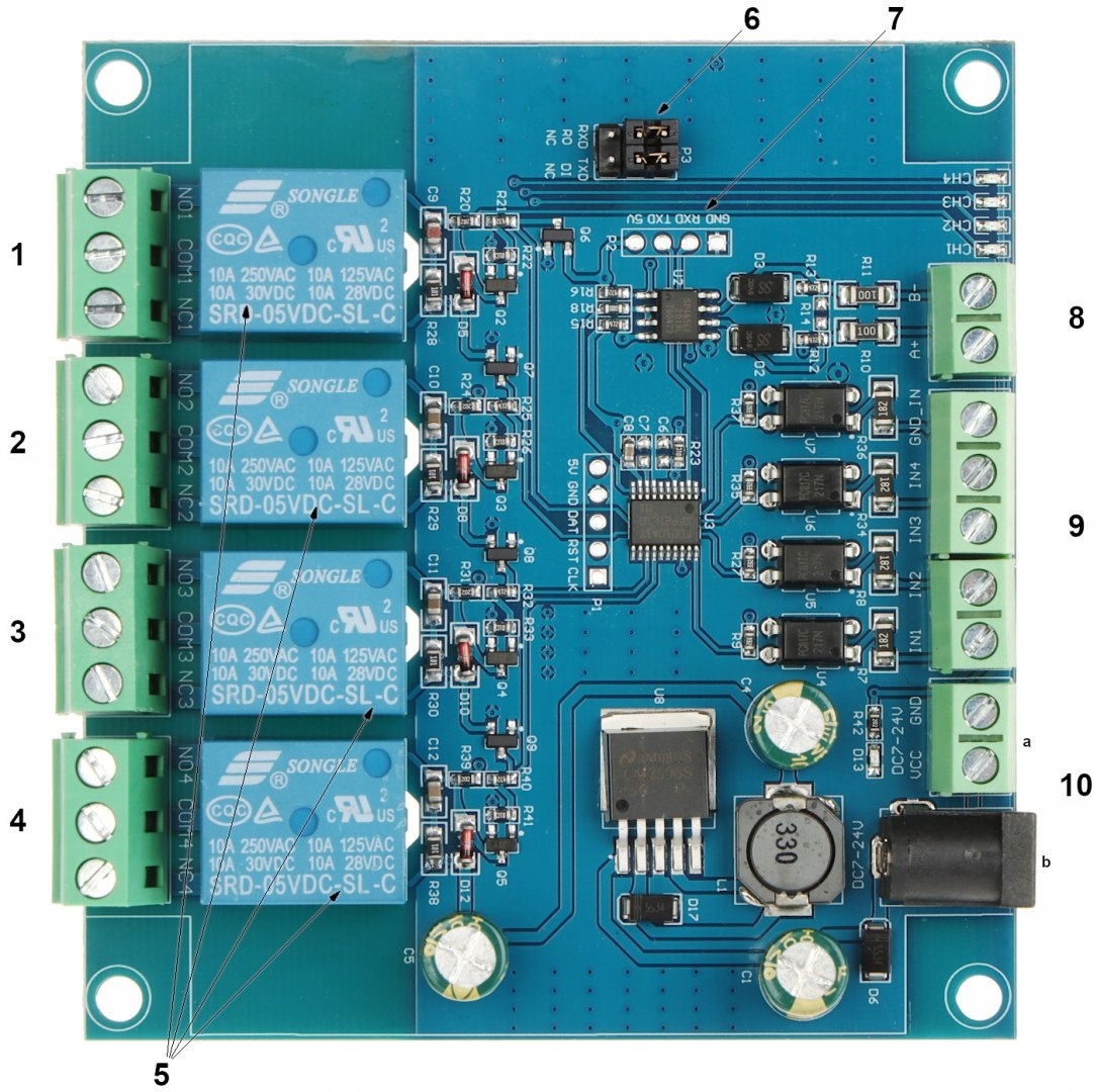 MODUŁ PRZEKAŹNIKOWY 4R-D7 Modbus RTU Model 4R-D7