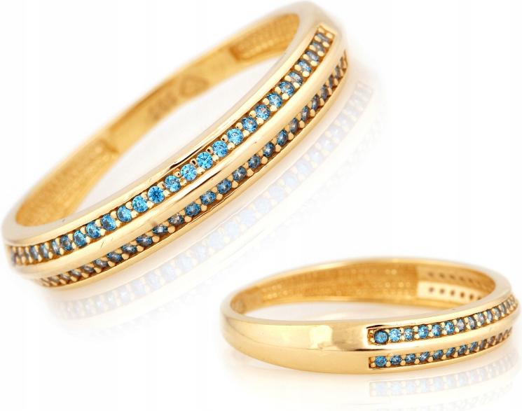 Prstýnek s modrými zirkony r12 zlato 585 dárek