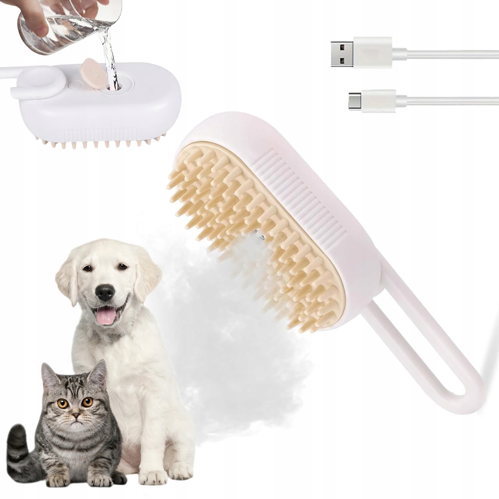 Levně 3V1 Kartáč Na Kočky – Parní, Odstraňuje Srst A Hydratuje Pokožku Zvířete