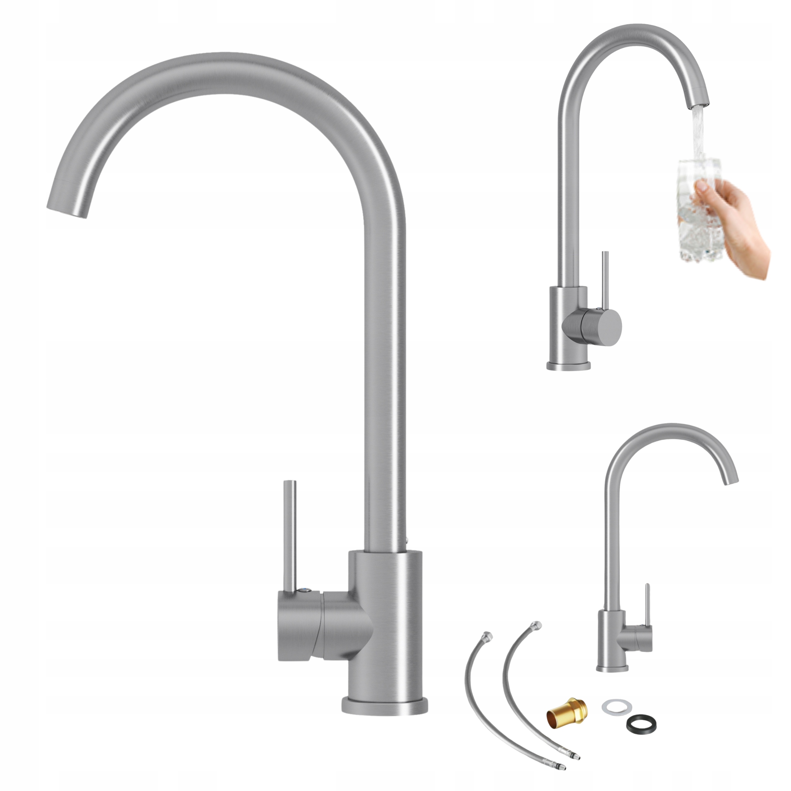 Kuchyňská baterie Delta inox klasická stojící vysoká baterie do dřezu