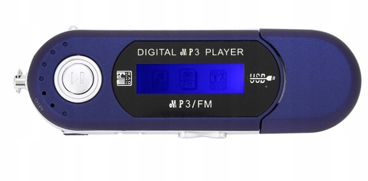 Sportowy odtwarzacz MP3, pendrive mini USB 2.0, radio FM, niebieski
