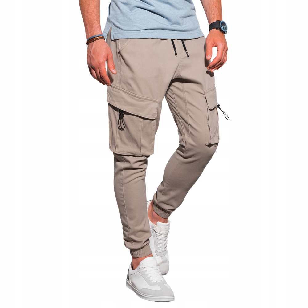 

Spodnie męskie joggery P1026 beżowe XXL