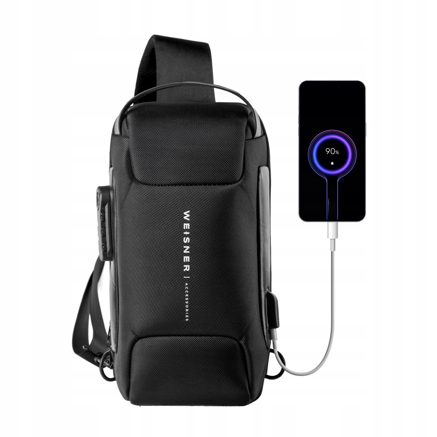 SASZETKA TORBA NA RAMIĘ MĘSKA NERKA PLECAK BOX USB