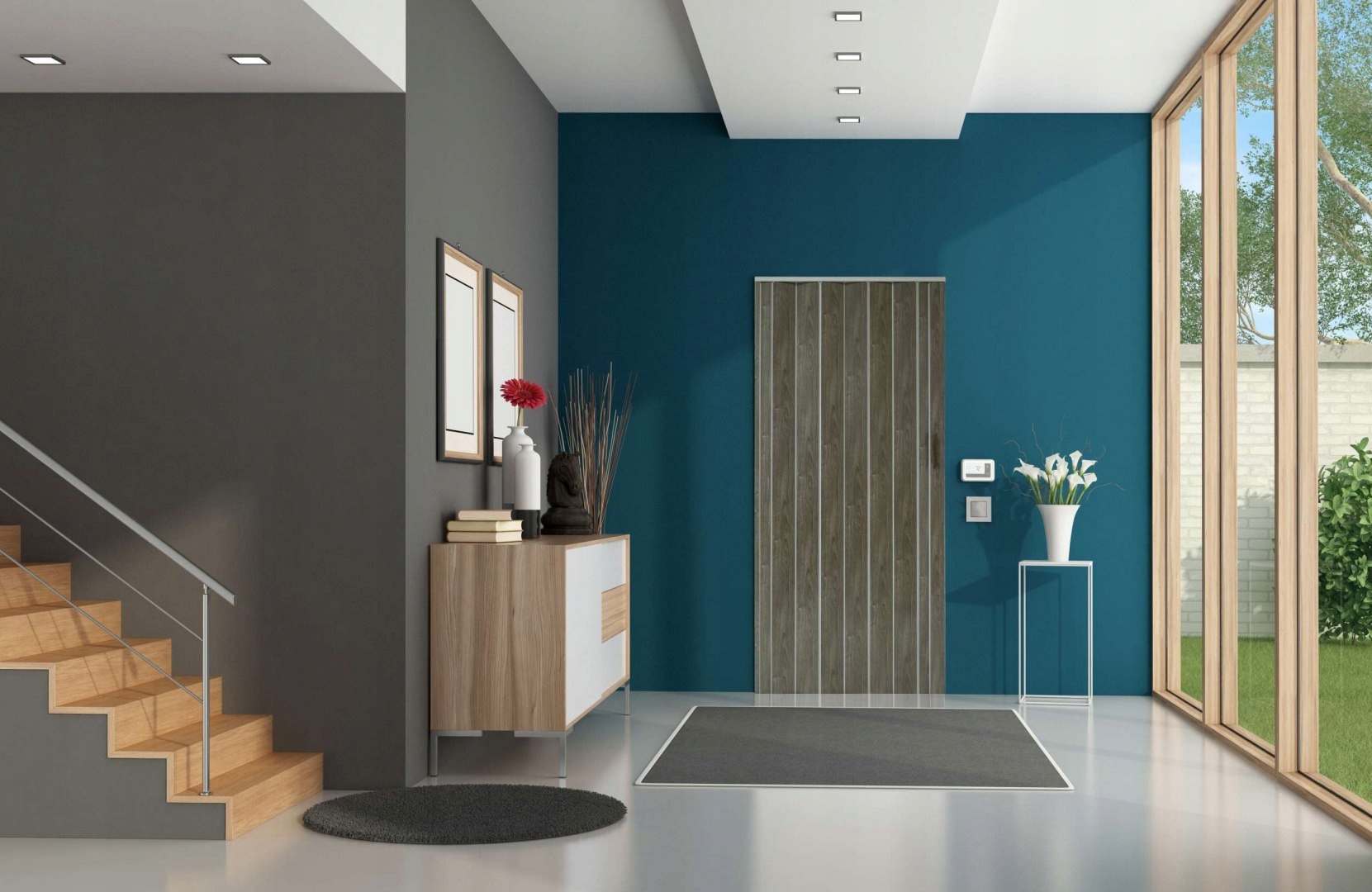 Drzwi harmonijkowe 001P DĄB GRAFIT MAT - 100 cm Strona uniwersalne