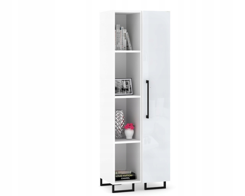 Vitrína Prima 160 Vysoká Rtv skrinka Komoda do obývačky Štýl Loft Biely lesk