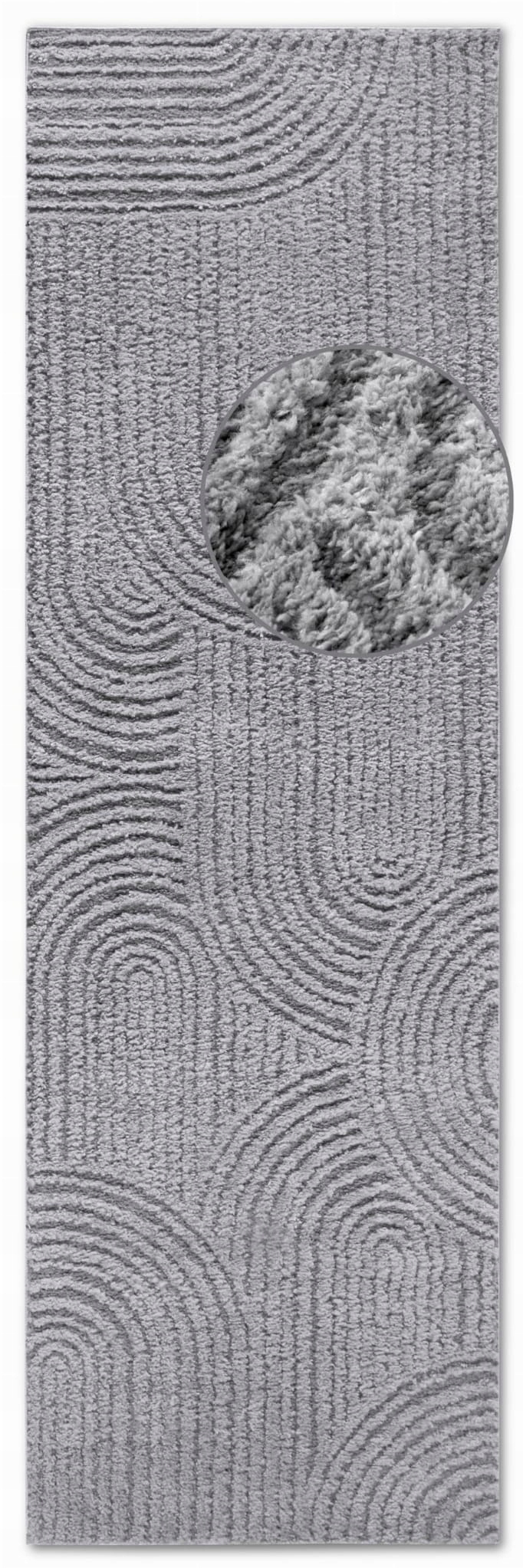 Běhoun plyšový do chodby 80x240 cm, šedý, moderní boho vzor