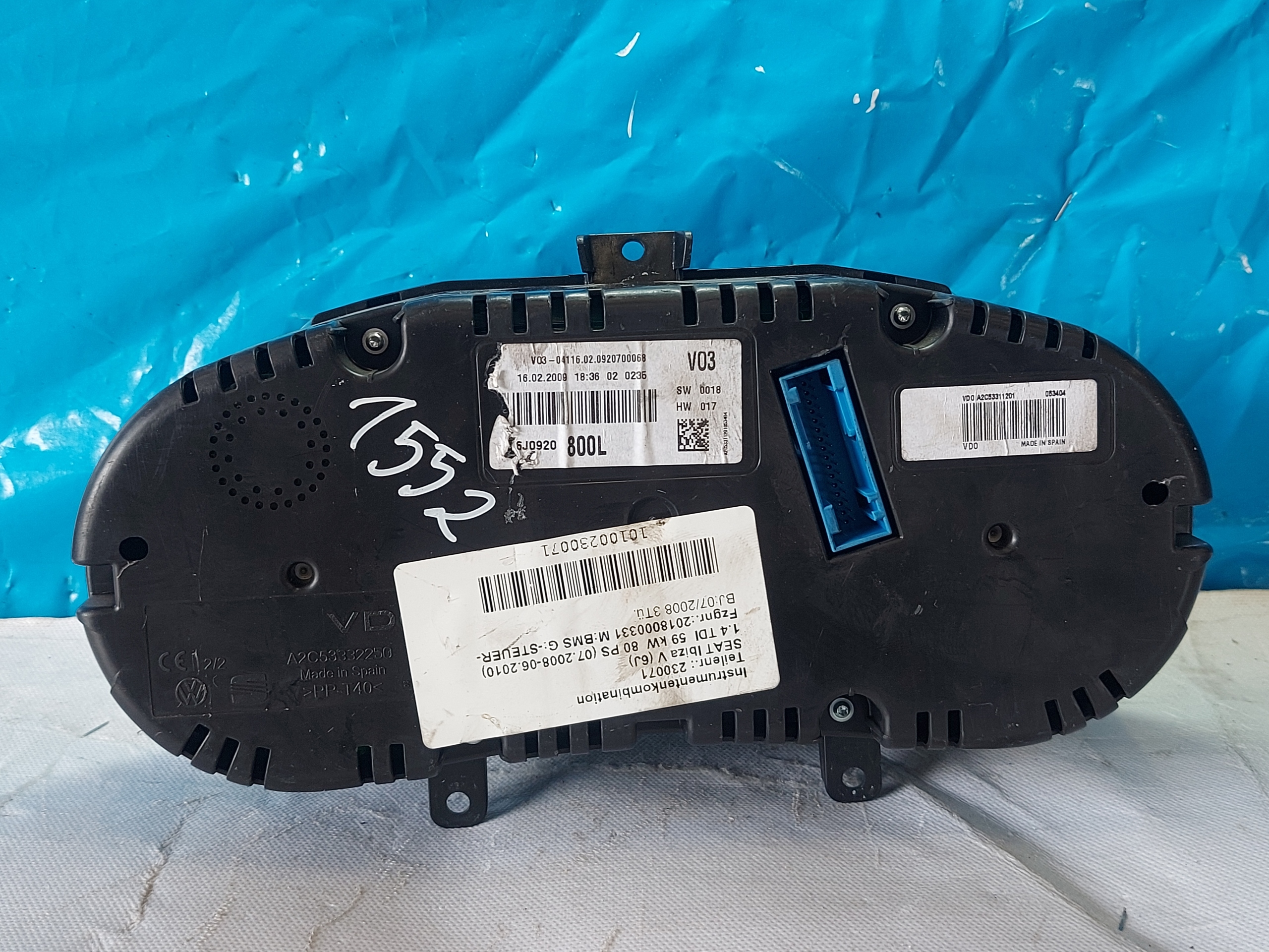 dials clock SEAT IBIZA V 1.4 TDI 6J0920800L