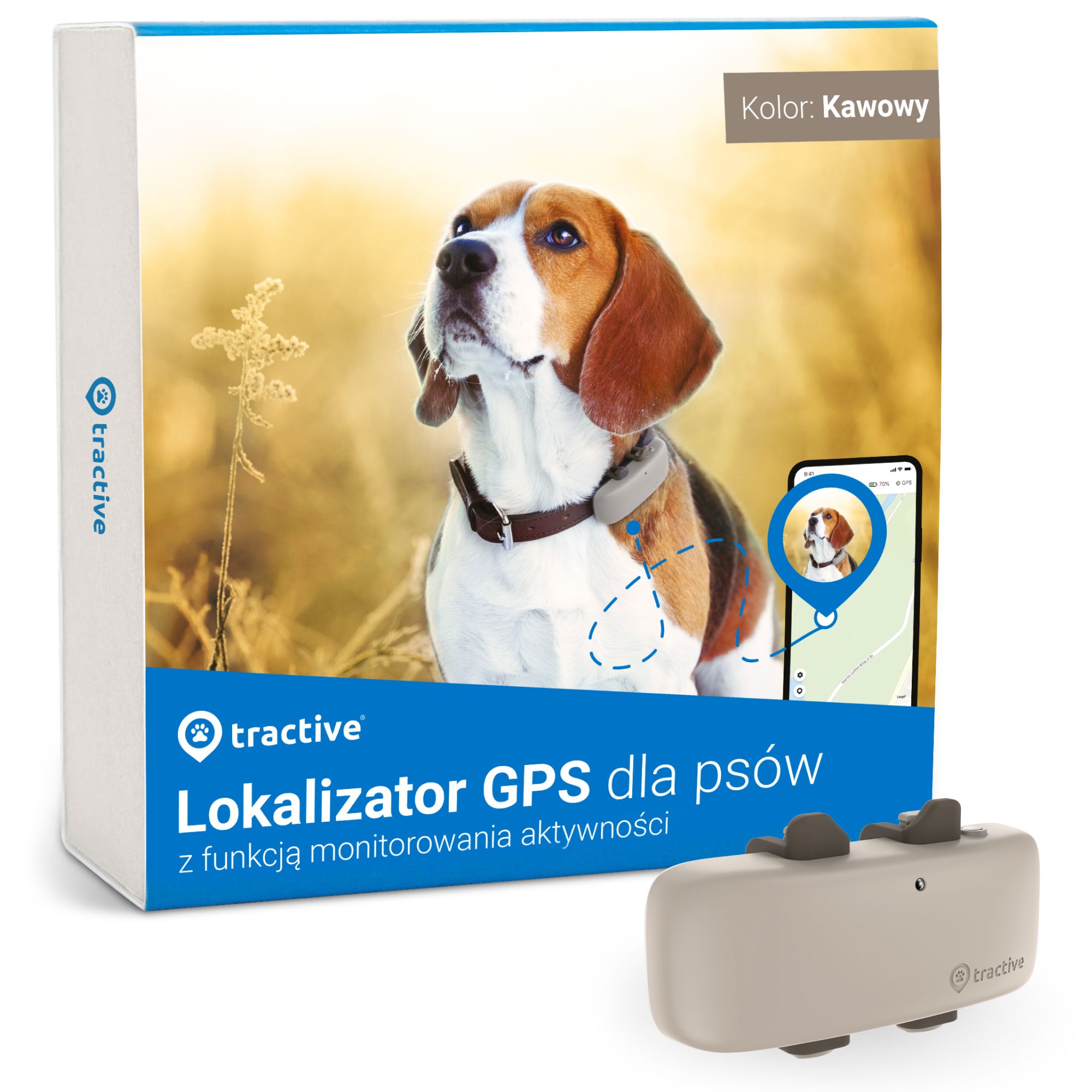 Levně Gps lokátor pro psy Tractive Barva: Káva