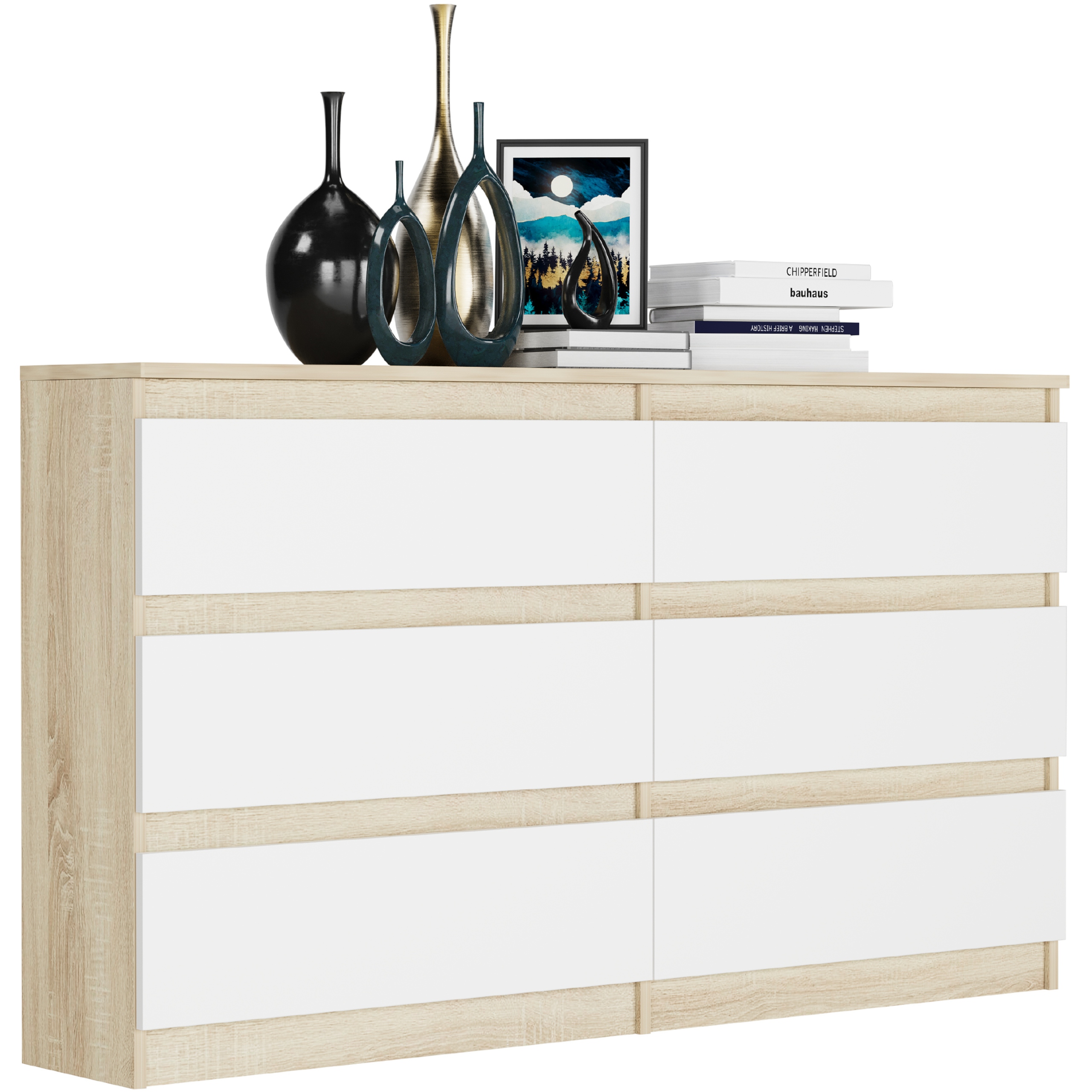 KOMODA 140 CM SZAFKA 6 SZUFLAD PROD PL R-140 MIX SONOMA