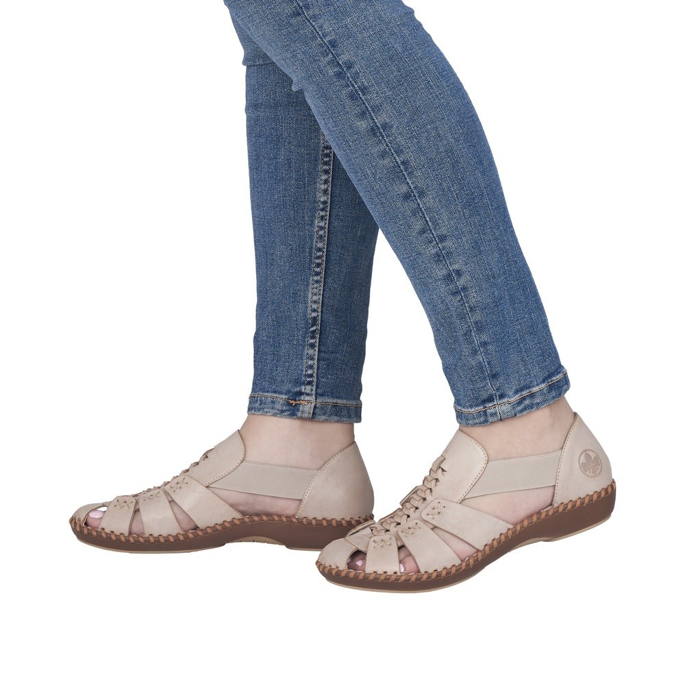 Béžové sandály Rieker M1679-60 kožené, komfort Sntistress 37