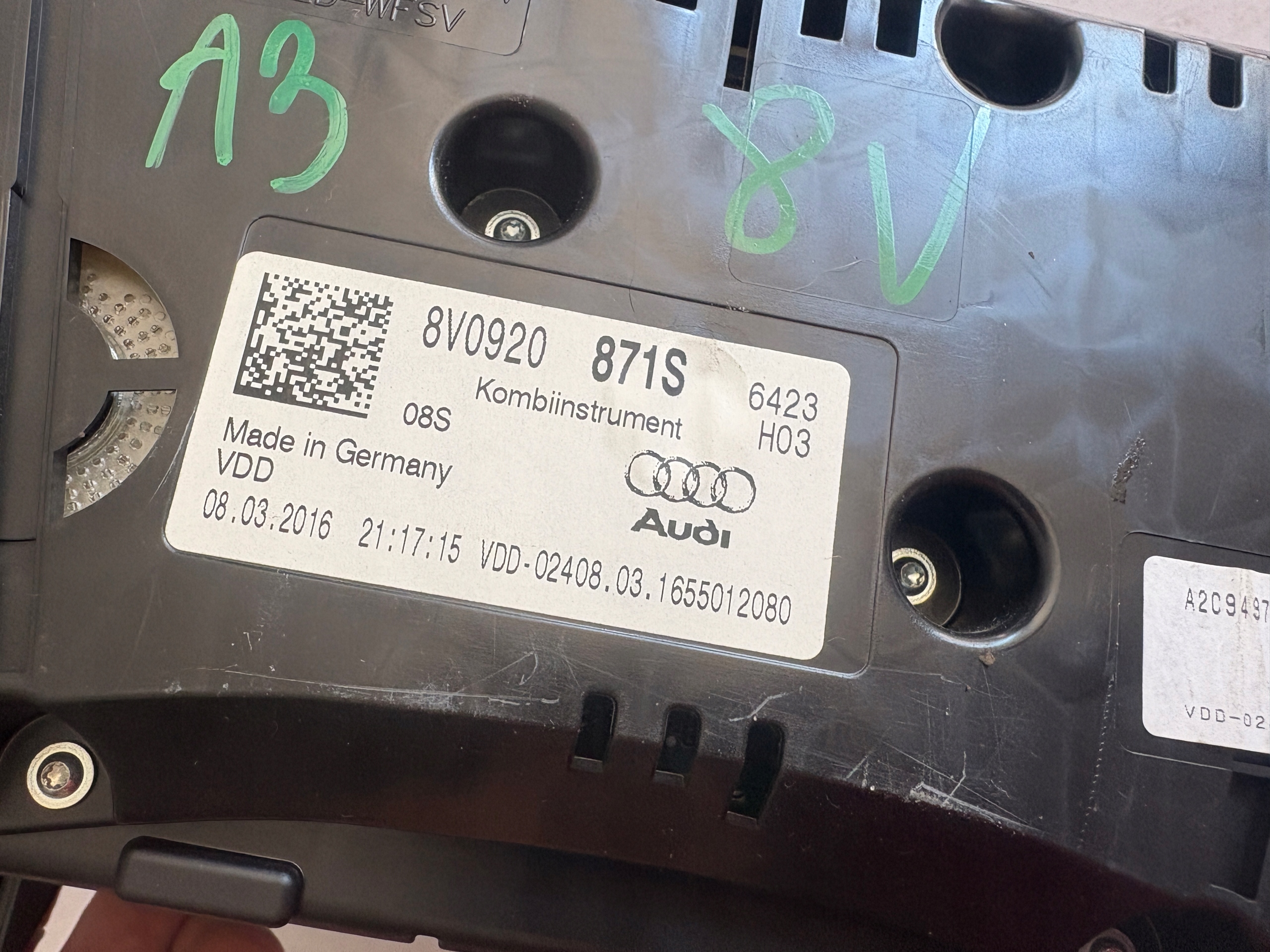 AUDI A3 8V dials dials 8V0920871S