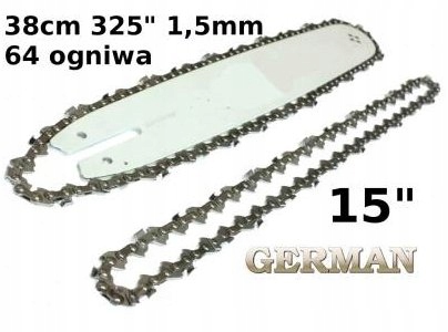 Prowadnica 15'' 38CM 2x Łańcuch Do Piły Pilarki Husqvarna Zestaw Mocny