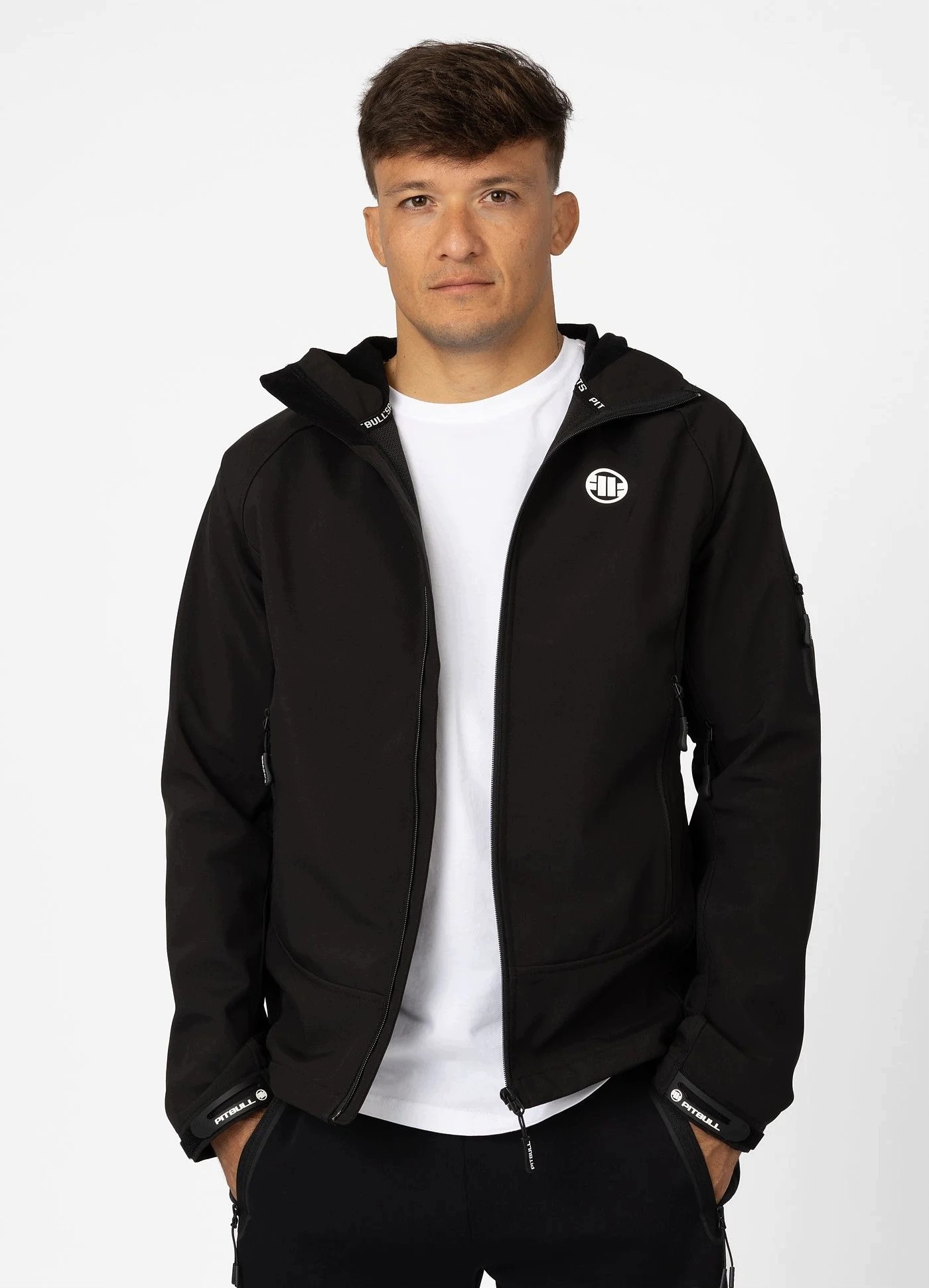 Pánská Zimní bunda softshellová s kapucí a stojáčkem Pitbull Rockfish II