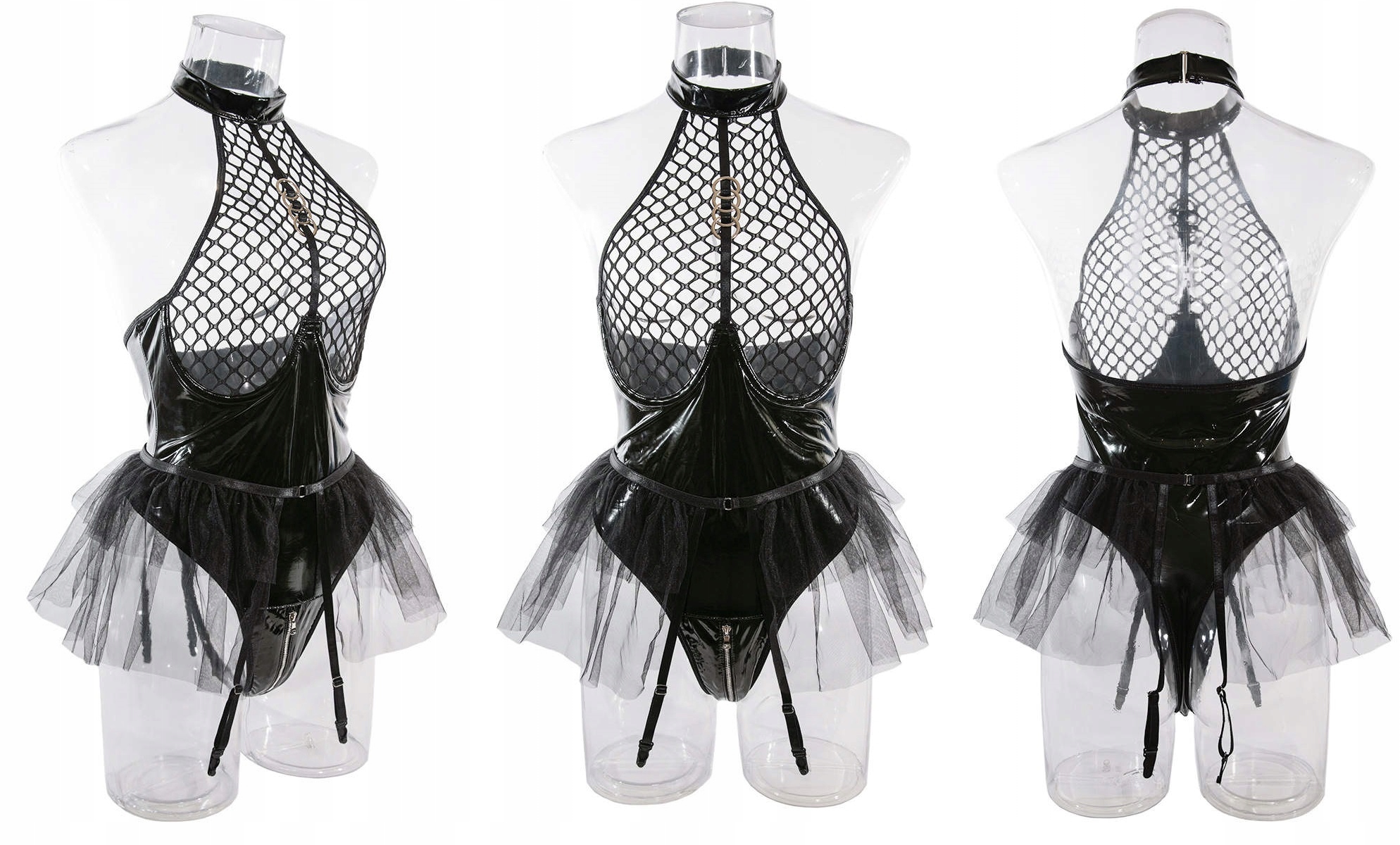 SEKSOWNA BIELIZNA DAMSKA KOMPLET SEXY SUKIENKA L Rozmiar L