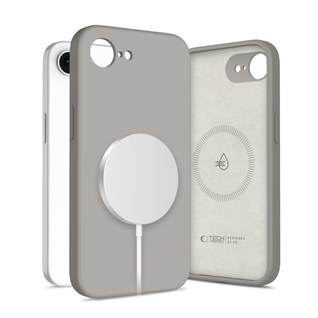 Etui do iPhone 16E 17E Tech-Protect Silicone MagSafe szare