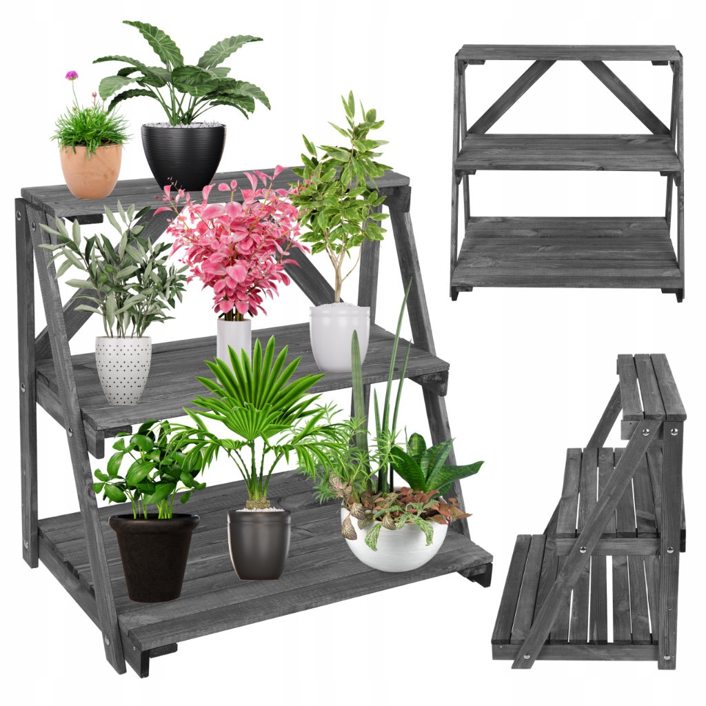 Regál na kvetináče držiak na kvetináč stojan na kvety drevená polica na kvety Veľký