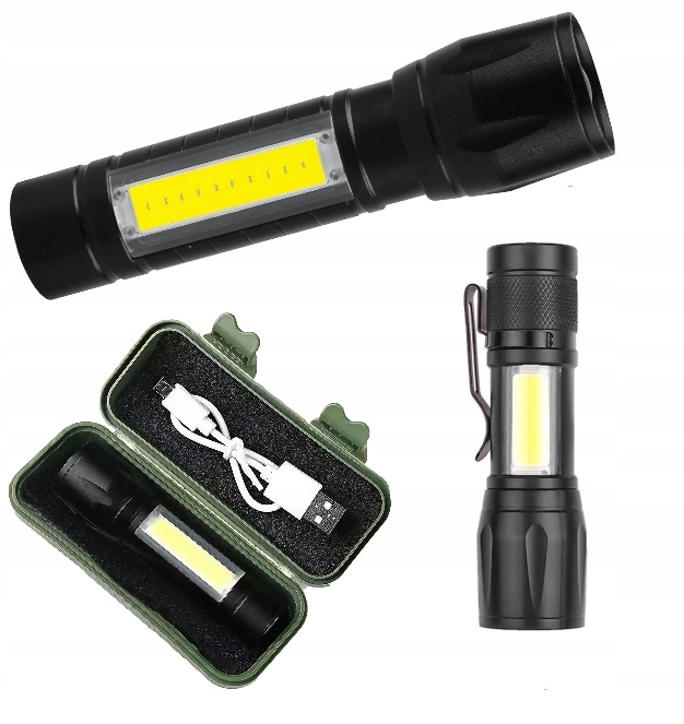 Latarka led zoom klips boczny reflektor P3115