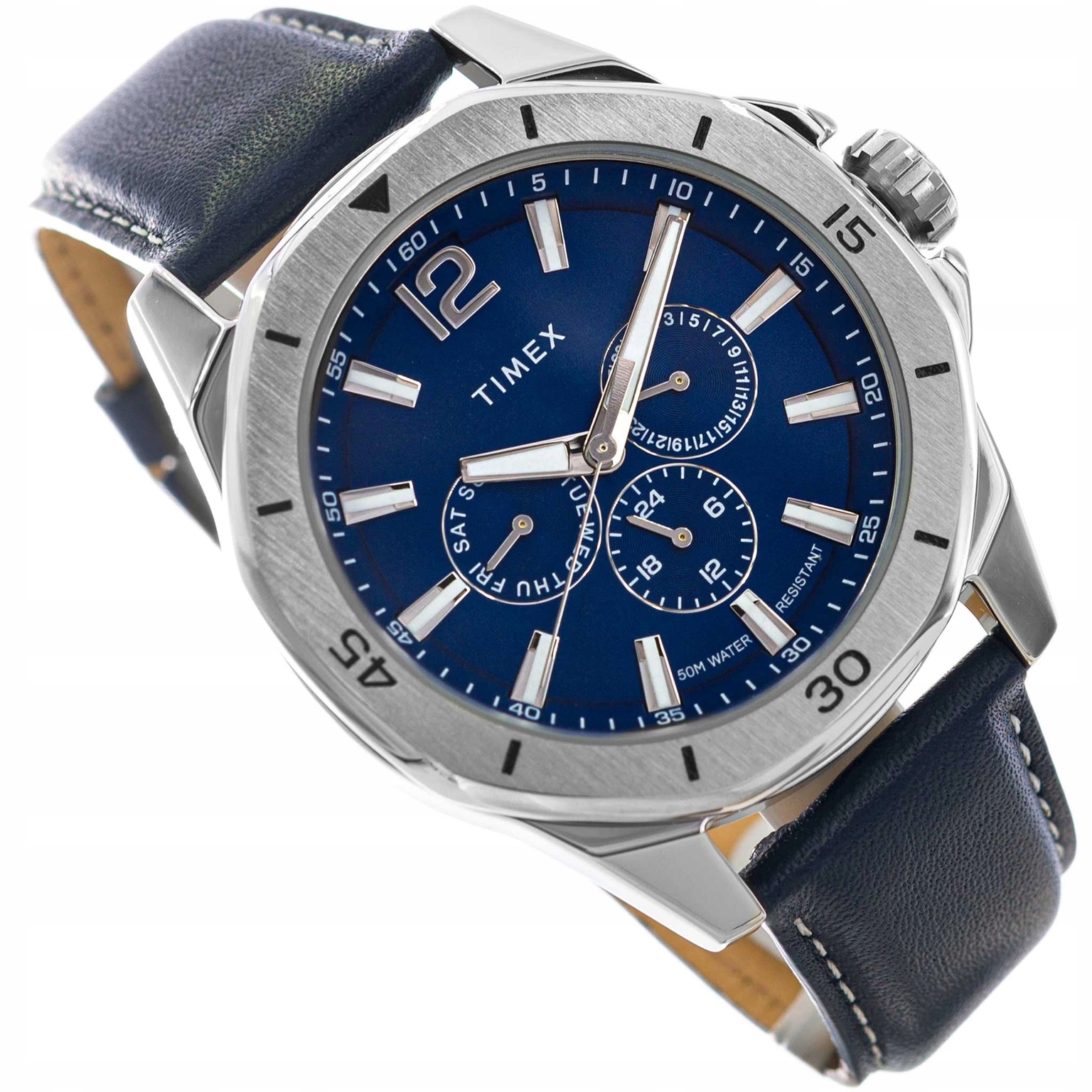 Pánské Hodinky Timex TW2W80200 Essex Multifunction Tmavě Modré Na Řemínku Data