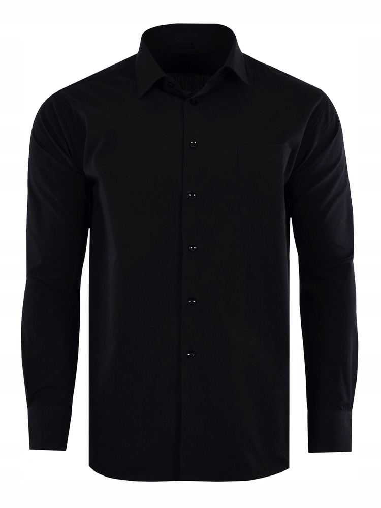 Koszula Gładka Czarna Długi Rękaw Duża 52/53