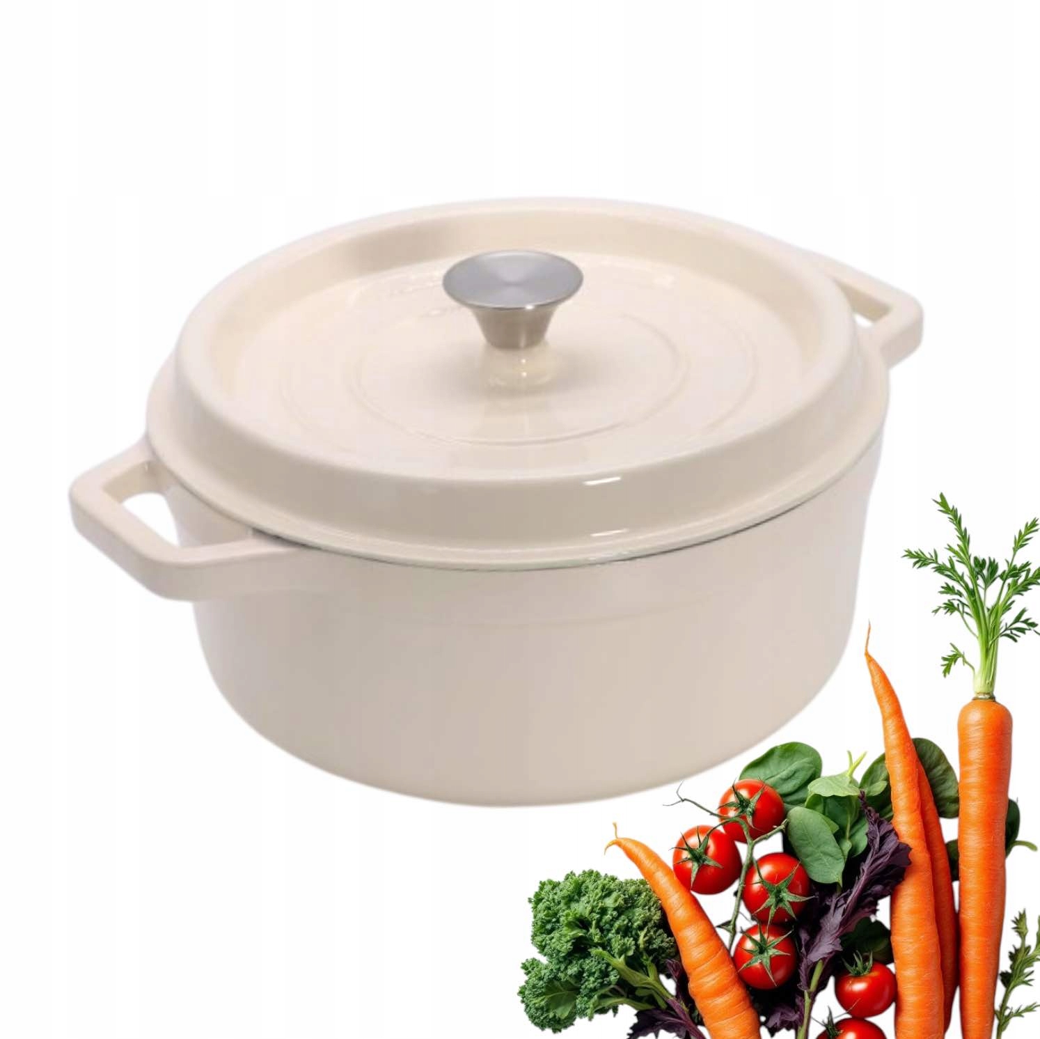 Garnek Żeliwny Tierra 28cm 5,6L kremowy Nois