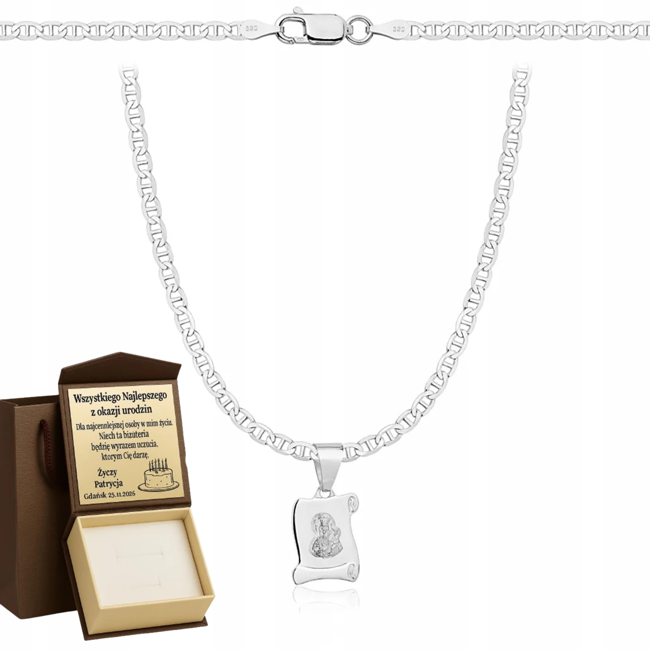 Stříbrný Řetízek S Pánským Medailonem Gucci Ryzost 925 Gravírování Bonus