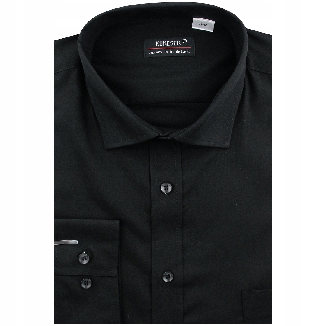 Koszula Męska Wizytowa do garnituru czarna Regular L071