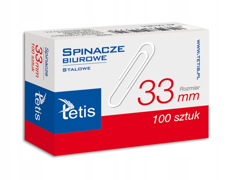 

Spinacze 33 Tetis okrągłe 100 sztuk