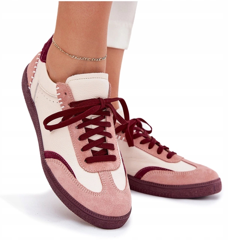 Dámské Tenisky Z Přírodní Kůže Nízké Zazoo N1202 Růžové 38