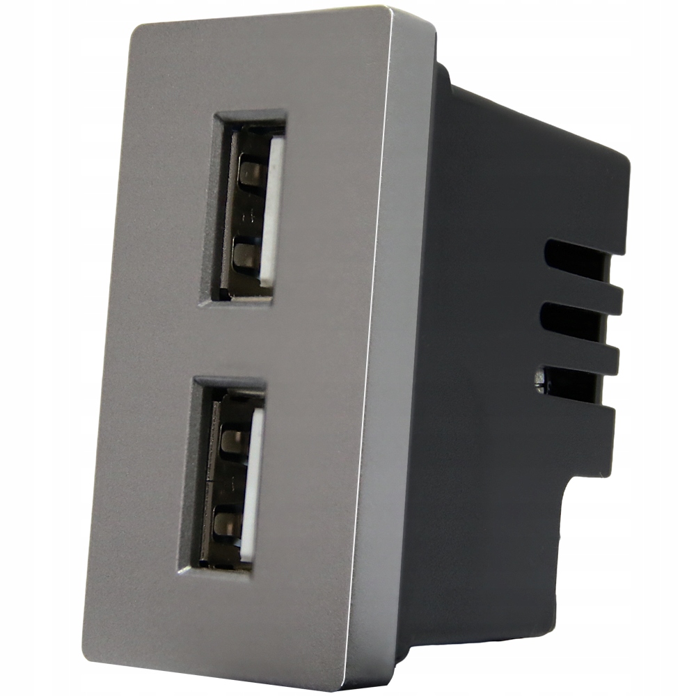Moduł Podwójne Gniazdo Ładowarka USB Typ A+A 2.4A Szara do Ramek MIUUN EAN (GTIN) 5905072891585