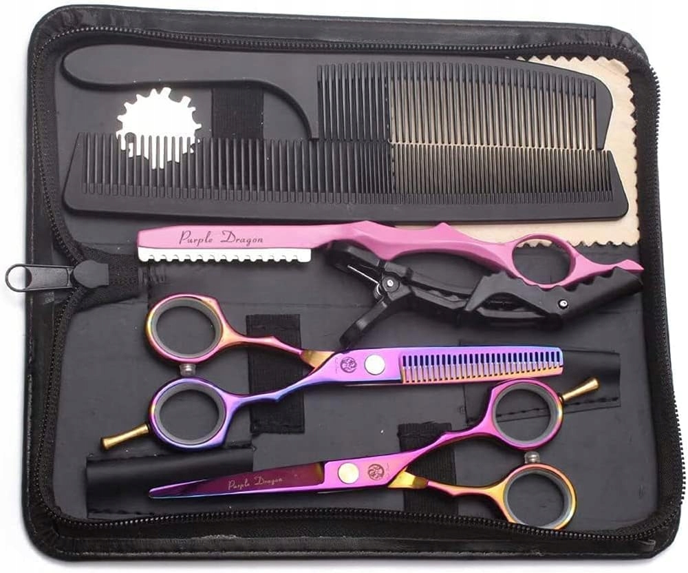 Profesionální sada pro kadeřníka, kadeřnické nůžky Purple Dragon