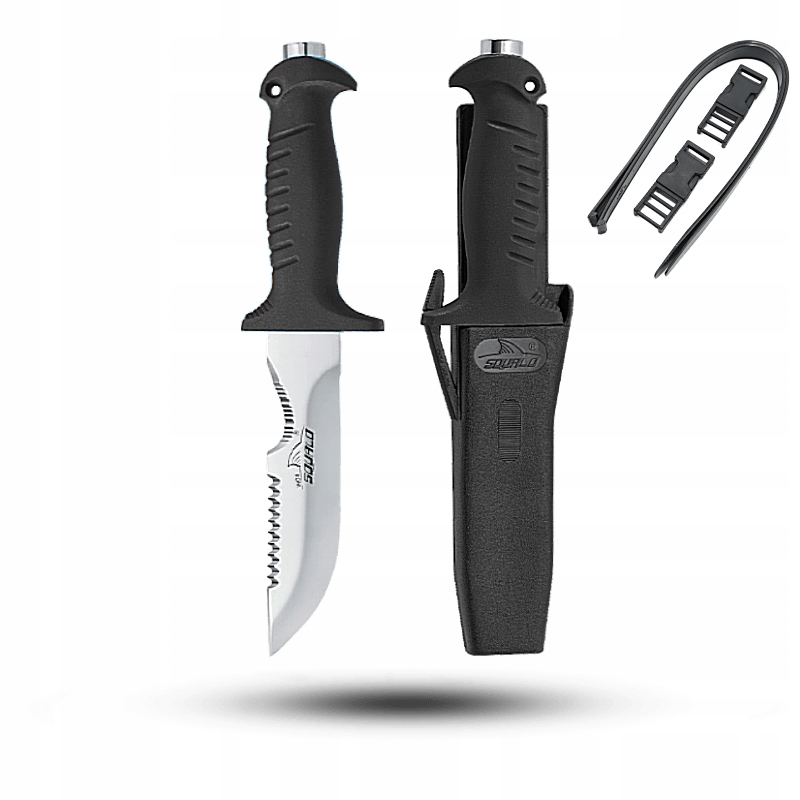 Nůž potápěčský Squalo 14 Mr Mac Coltellerie Pouzdro Pásky Black SQL14MR.N