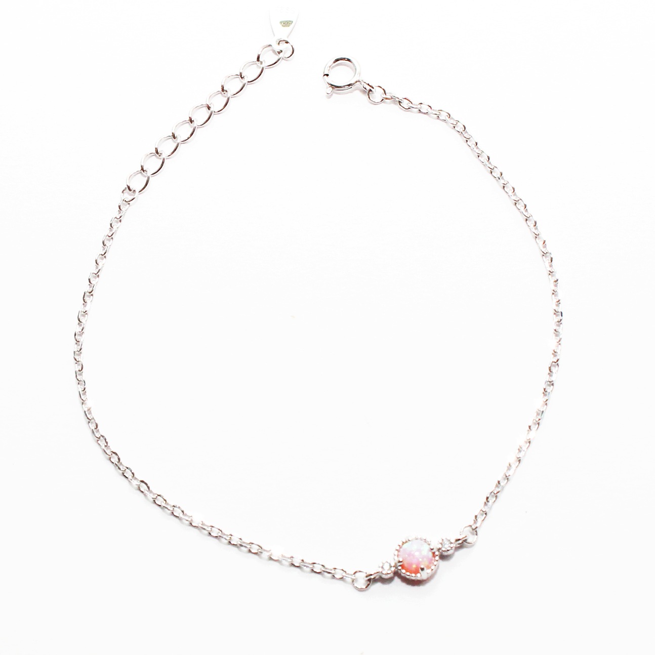 Stříbrný náramek s opálem stříbro 925 opál růžový elegantní