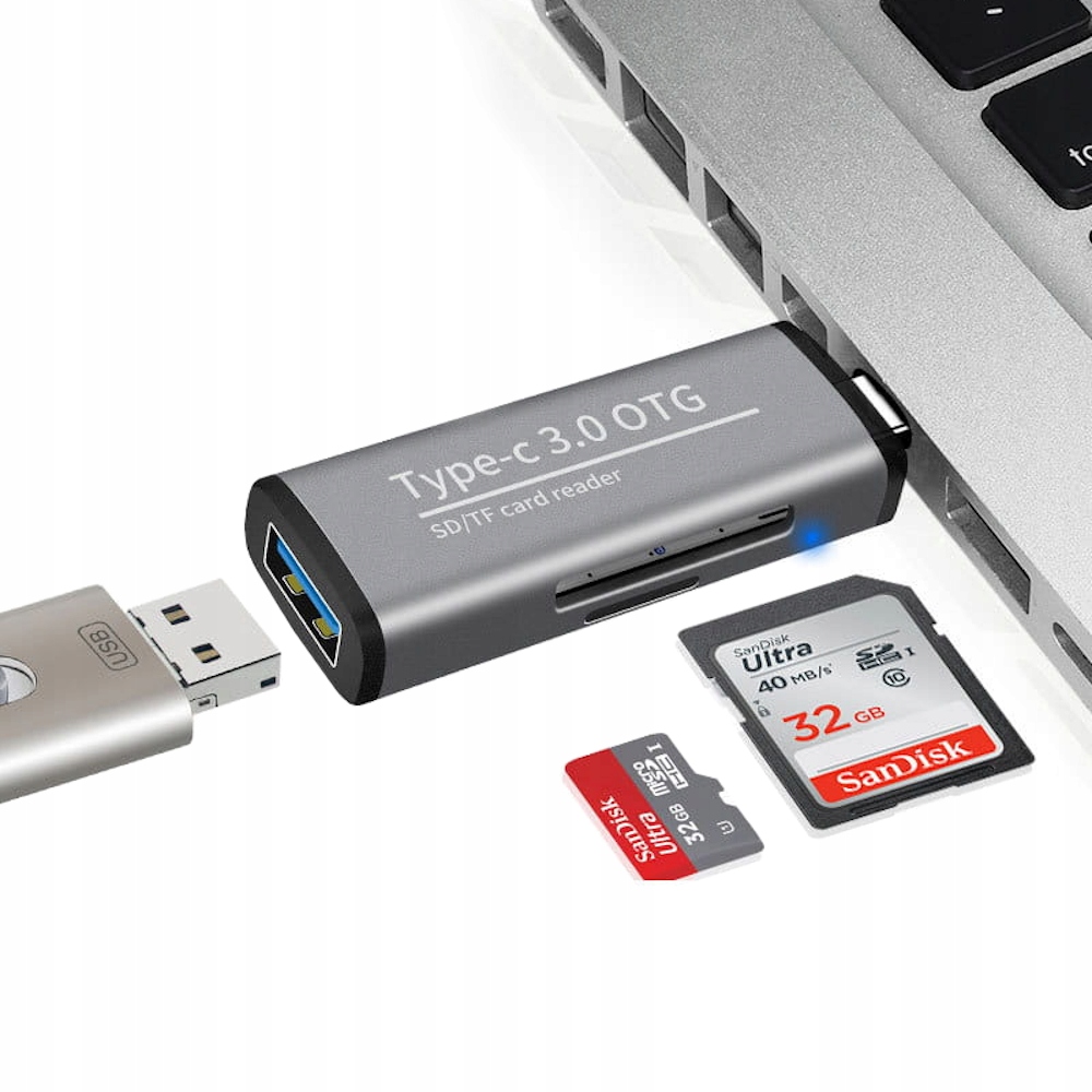 Czytnik kart pamięci USB-C SD TF micro SD HUB USB 3.0 OTG Adapter Model 4G4-04-812