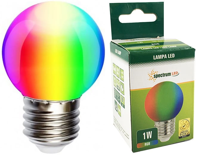 

Żarówka Led E27 1W Kulka Dekoracyjna 230V Rgb