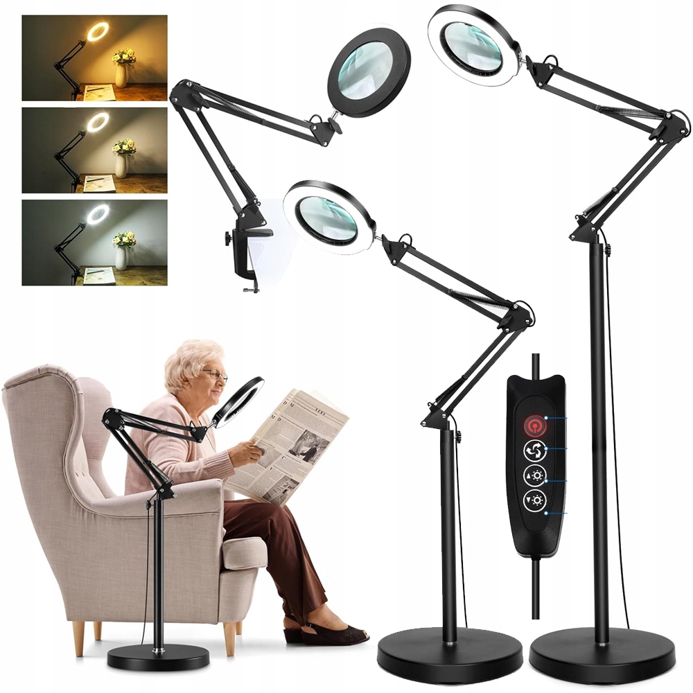 Kosmetická Stojací Lampa S Lupou, Zvětšení 10X Pro Klenotníka, Nastavitelná