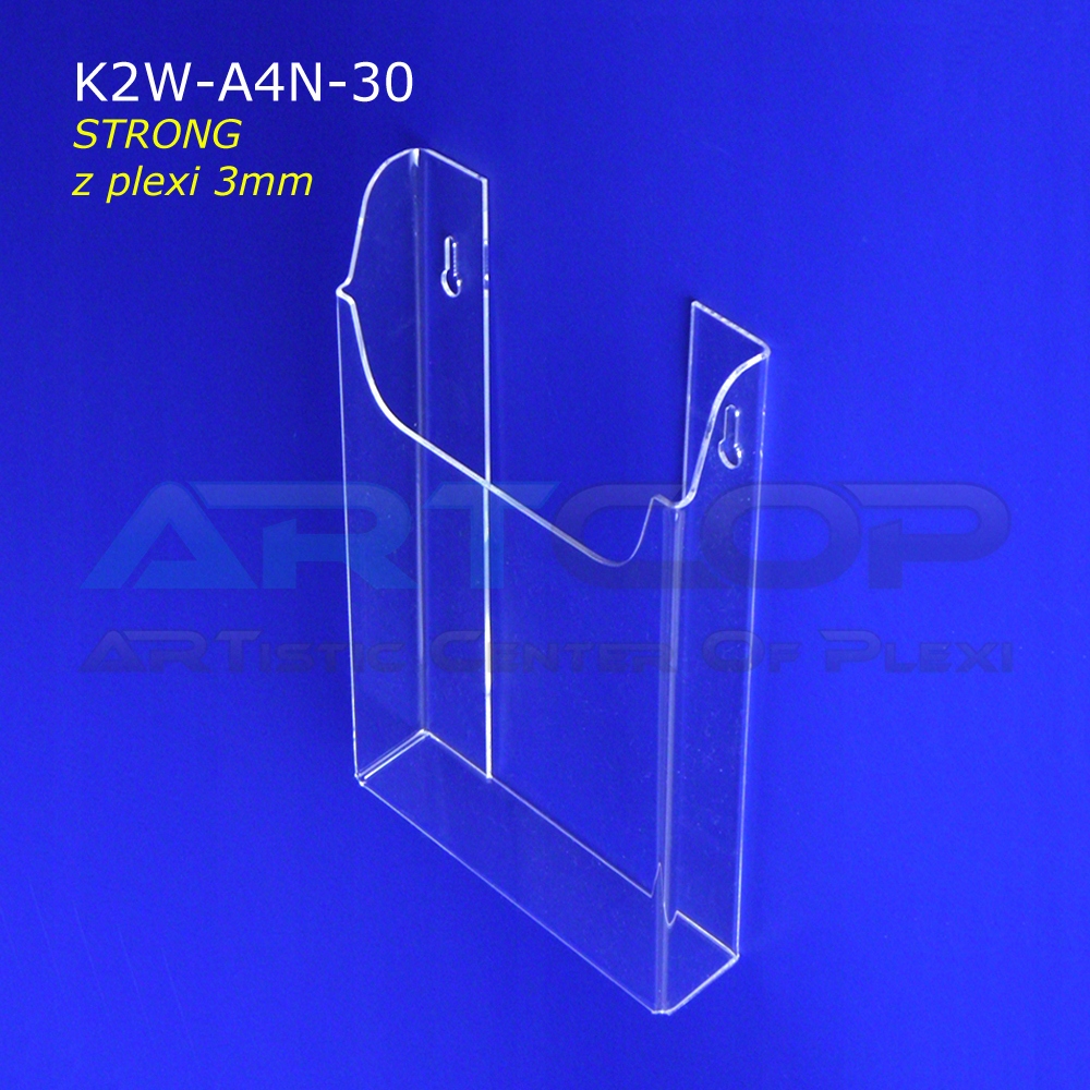 A4 Kieszeń wisząca na ulotki foldery z PLEXI 3mm N Wysokość 30 cm