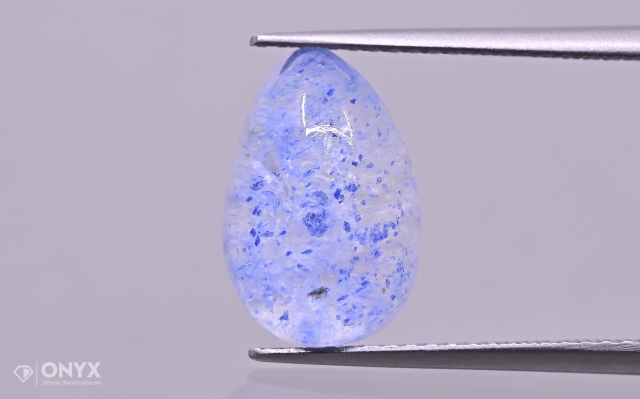 Křemen s dumortieritem kabošon slza 12,5x8,5 mm