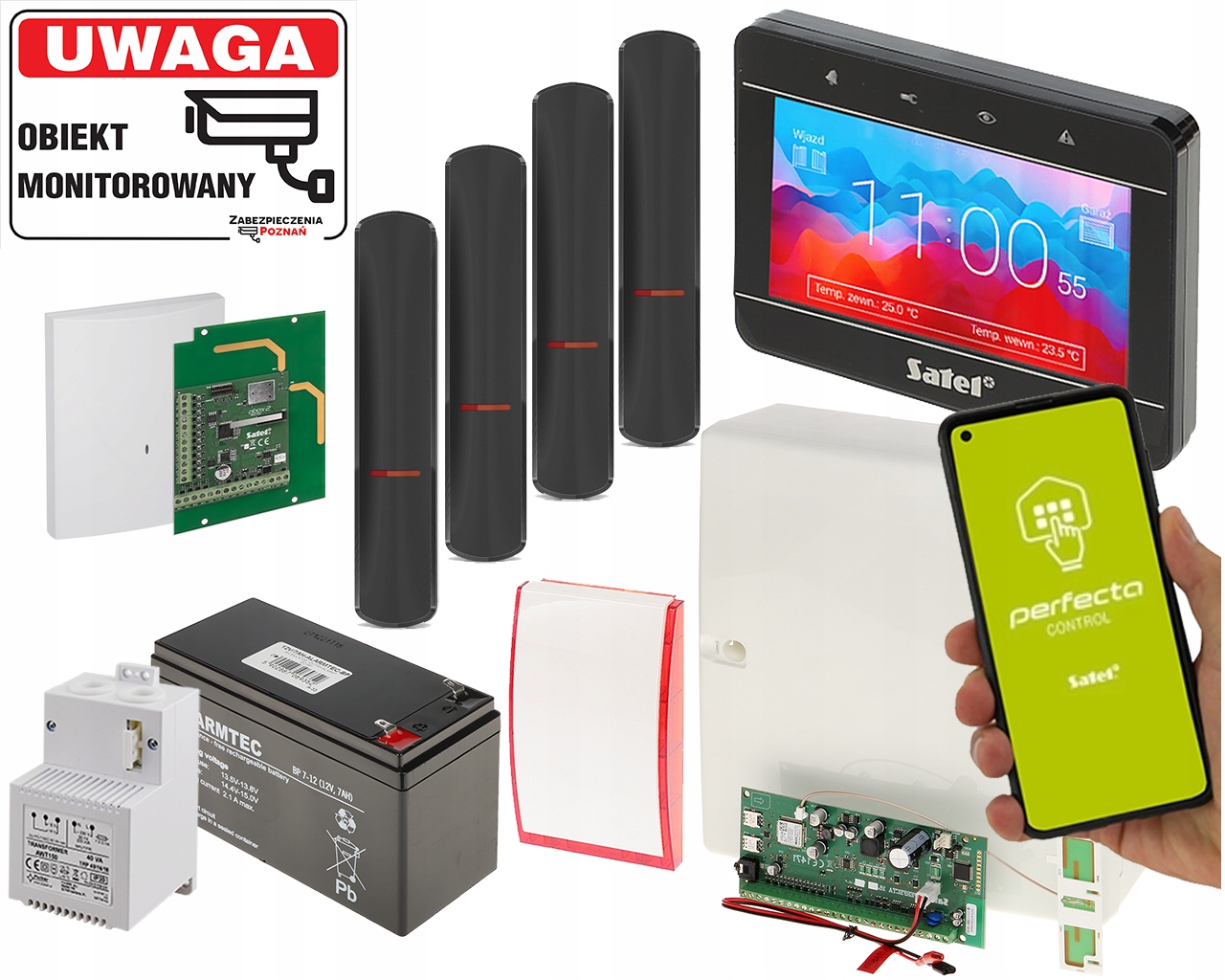 Bezprzewodowy Alarm Satel Perfecta 64-M 4x Czujki ruchu AXD-200-DG ABAX2