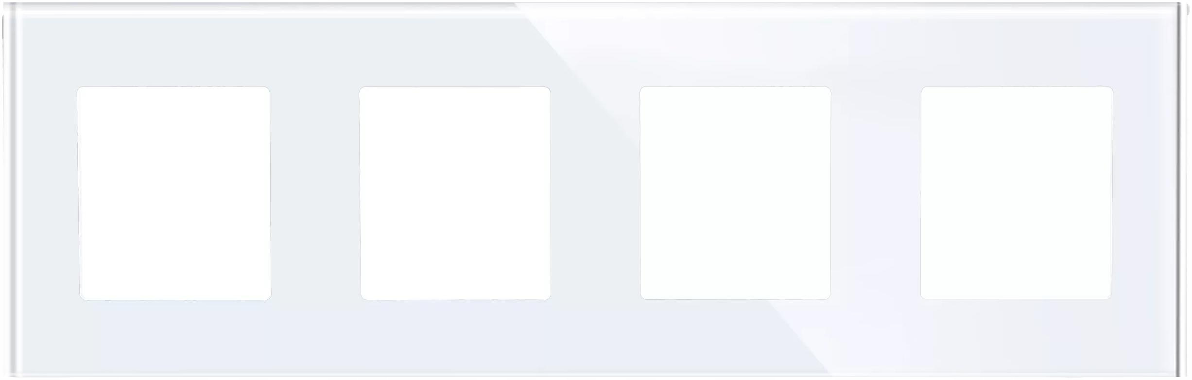 Rámeček Skleněný Čtyřnásobný Bílý Do Zásuvky 230 Do Zásuvek DC Smart Home 4F