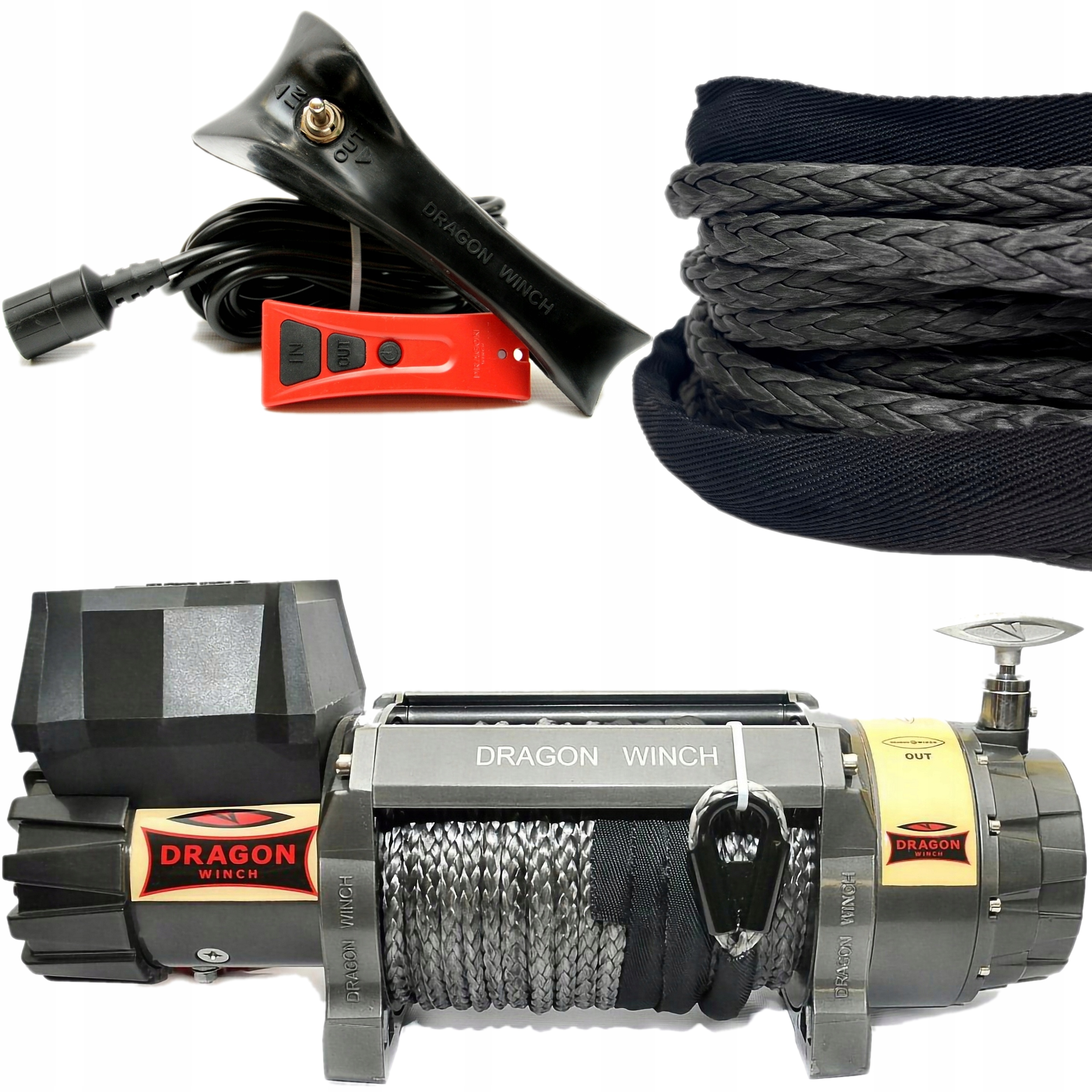 Premium Elektrický navijak 4082g 12V 9000lbs Dragon Winch Syntetický