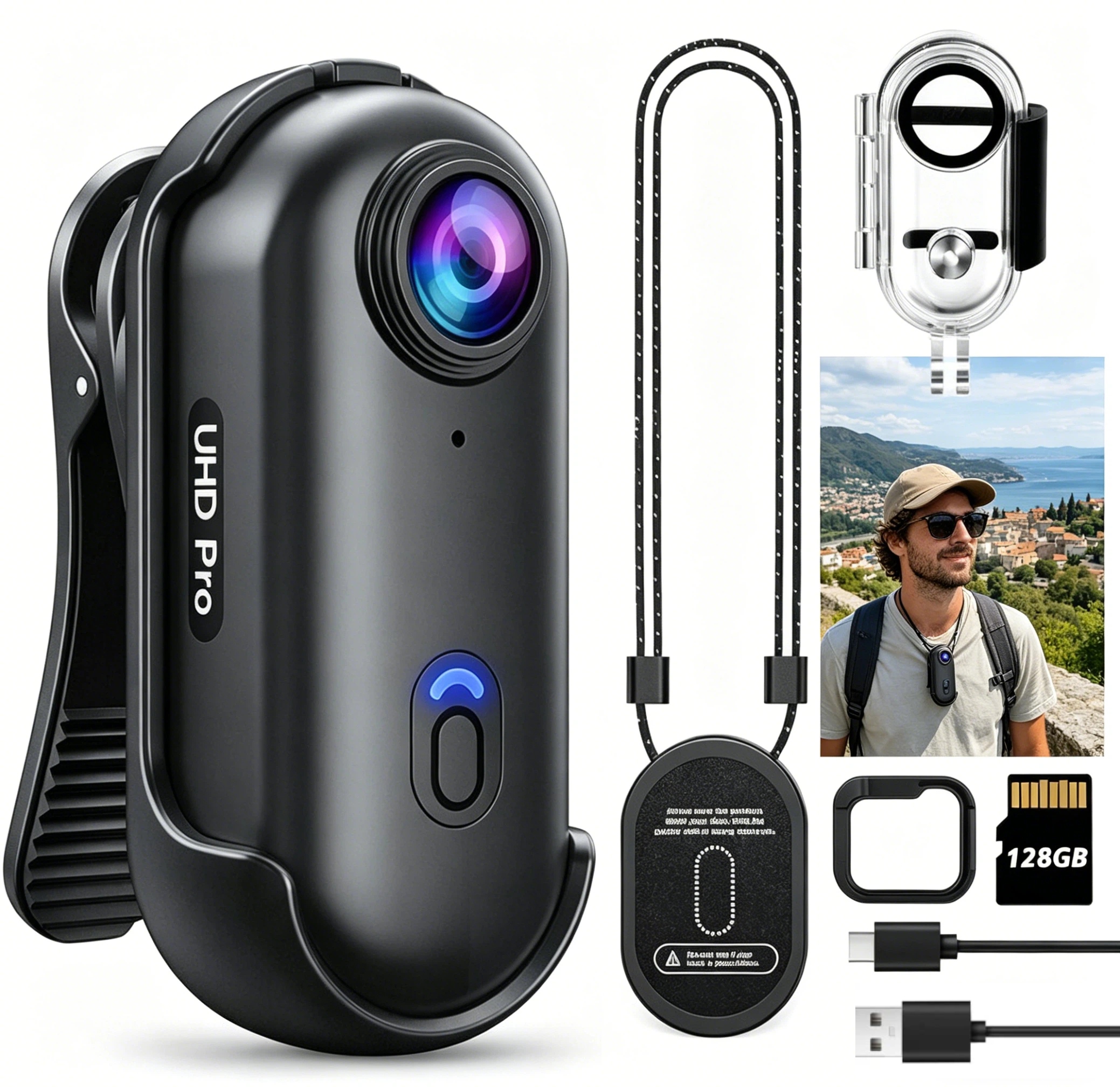 Sportovní kamera Mini s WiFi Full Hd 4K Úhel Přenosný Vodotěsný Set