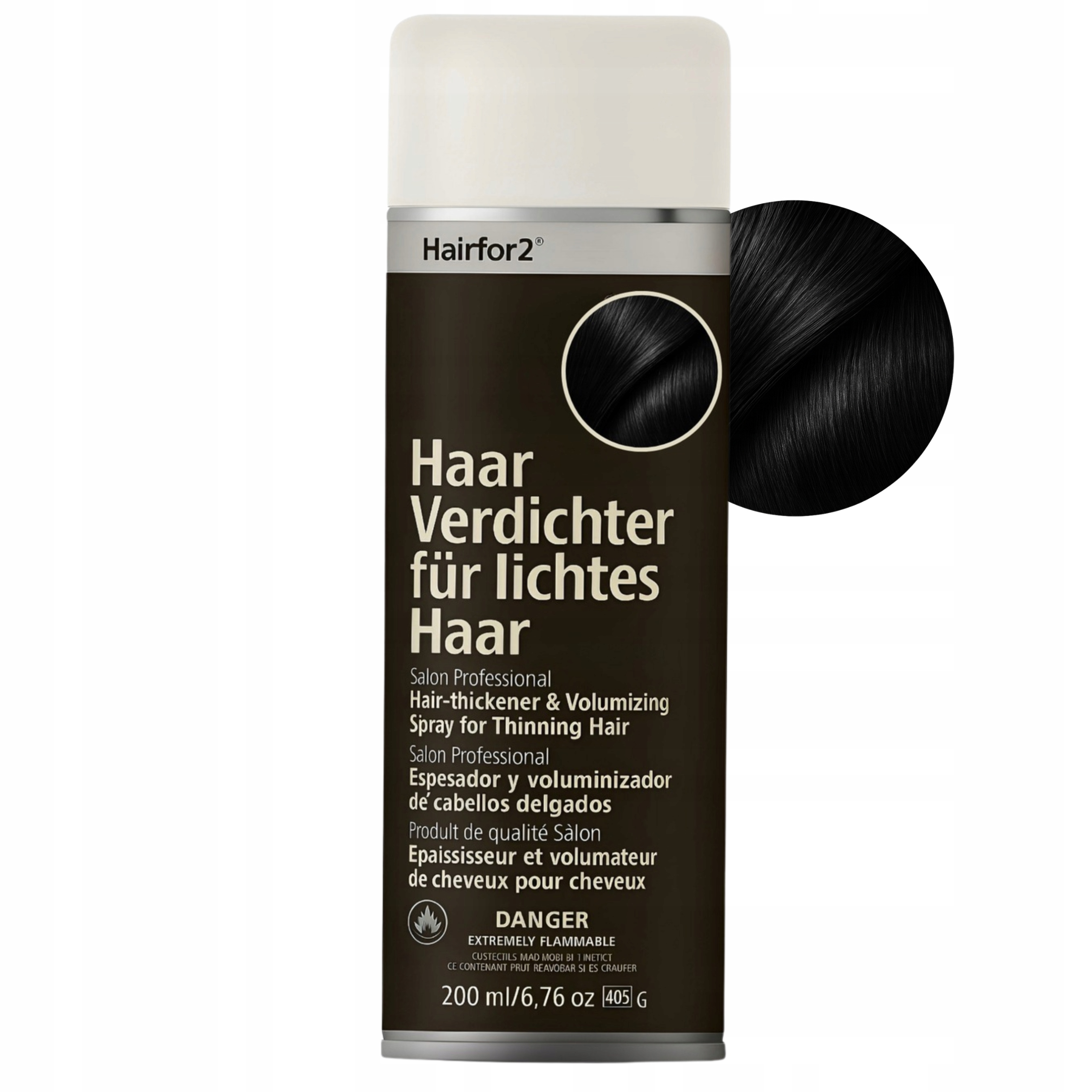 HairFor2 200 Ml Black – Profesionální mikrovlákna pro řídké vlasy