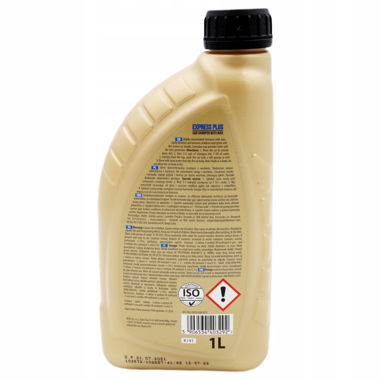 Szampon Samochodowy K2 Express Plus z Woskiem 1L Stan opakowania oryginalne