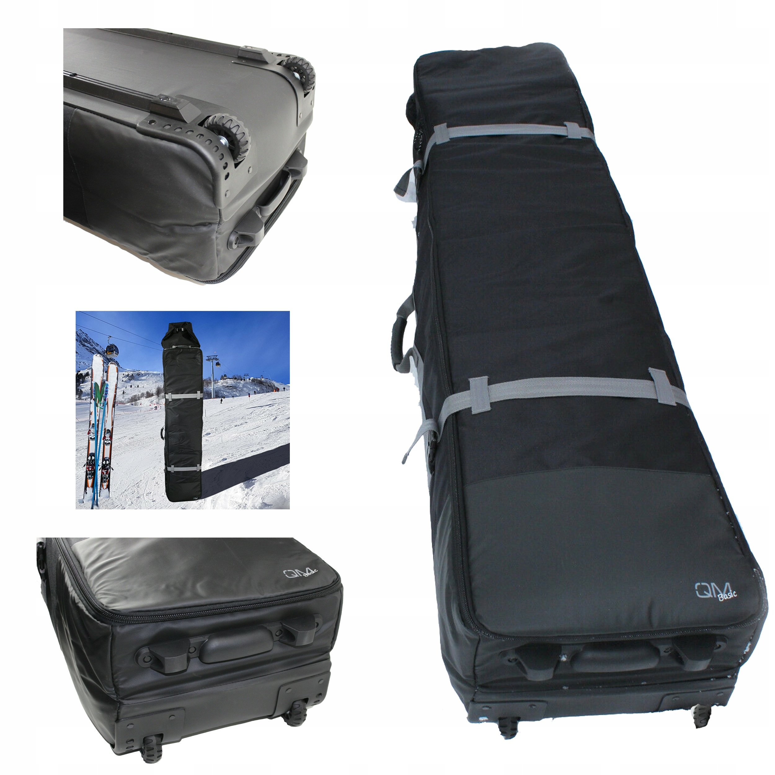 Pokrowiec torba Gruba na narty XL 4 pary nart 2x deska snowboard Na Kółkach