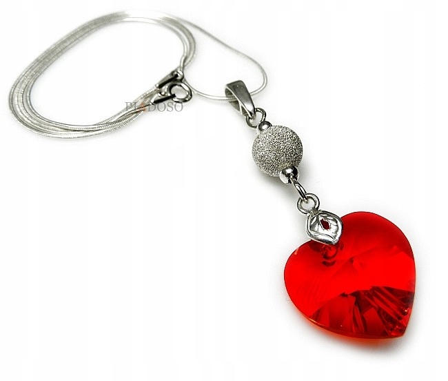 Krystaly Náhrdelník Red Heart Stříbro