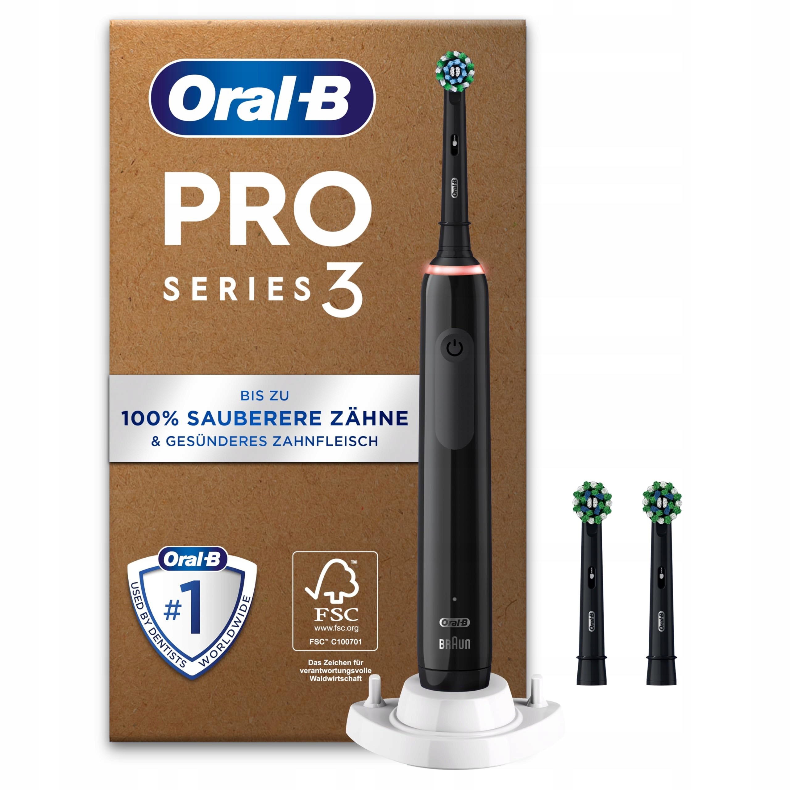 Oral-b Pro Series 3 Plus Szczoteczka Elektryczna 3 Końcówki 3 Tryby Czarna