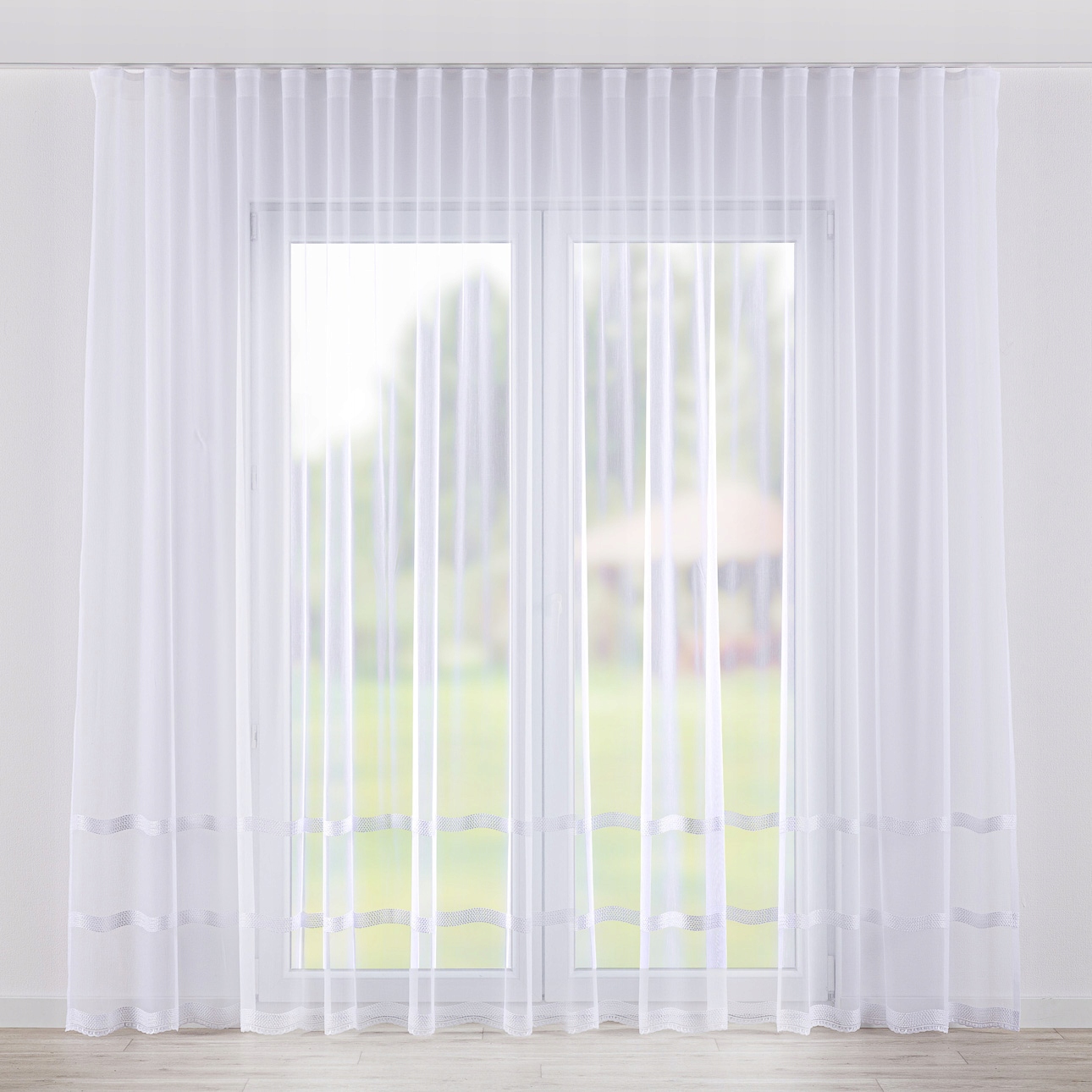 Hotová Záclona na wave woalové pásce 300 x 265 cm, bílá