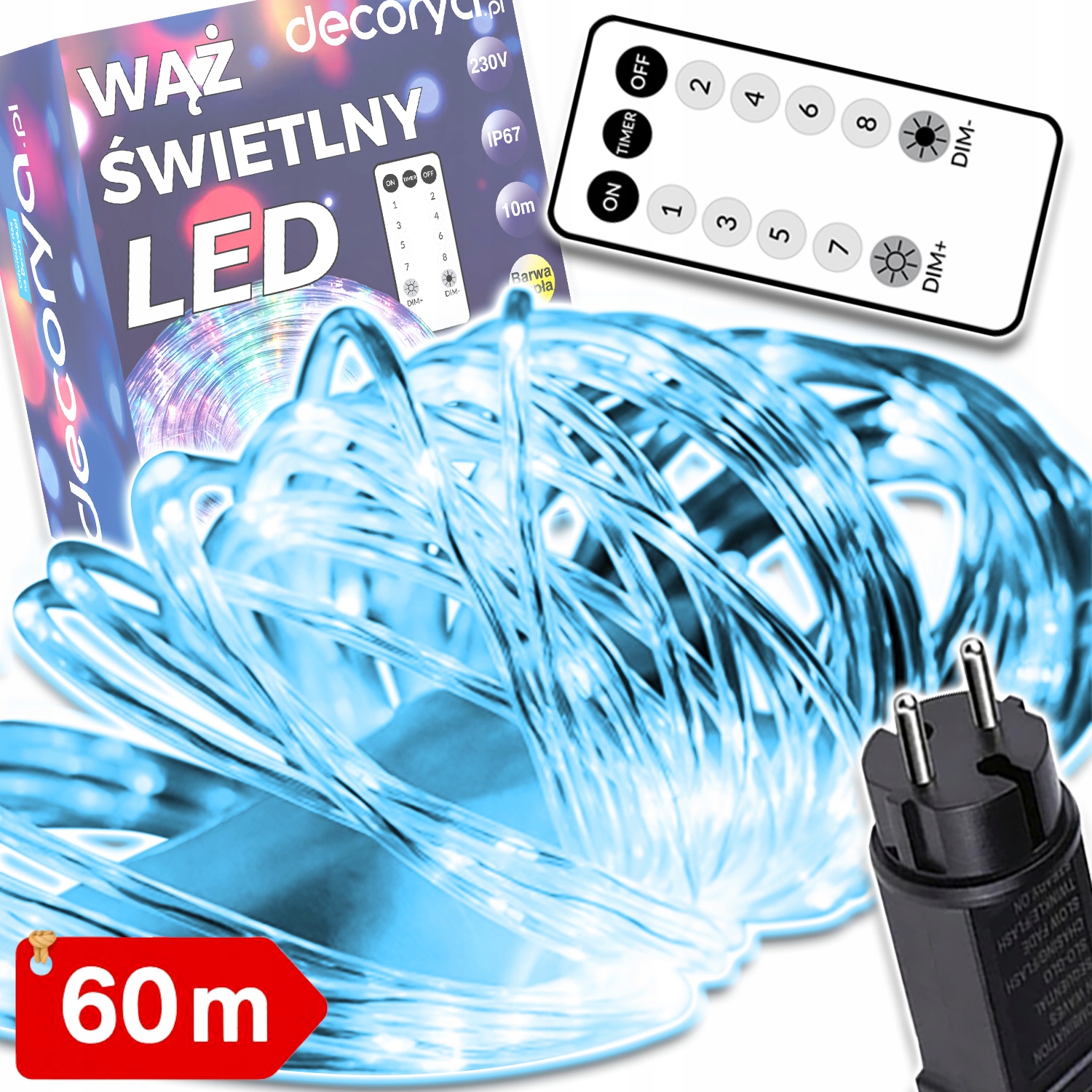 Voděodolná Led Světelná Hadička IP67 60 M, Silná, Značková Venkovní Girlanda