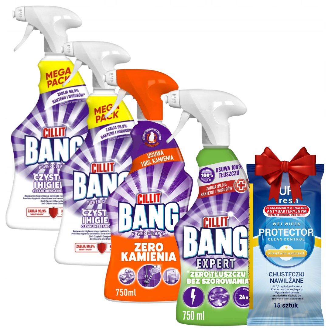 Cillit Bang Sprej Tekutiny na úklid kuchyně a koupelny 750 ml x 4 Dárek
