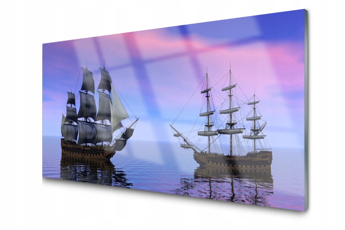 

Panel szklany Płytka Łodzie Morze 120x60 + Klej
